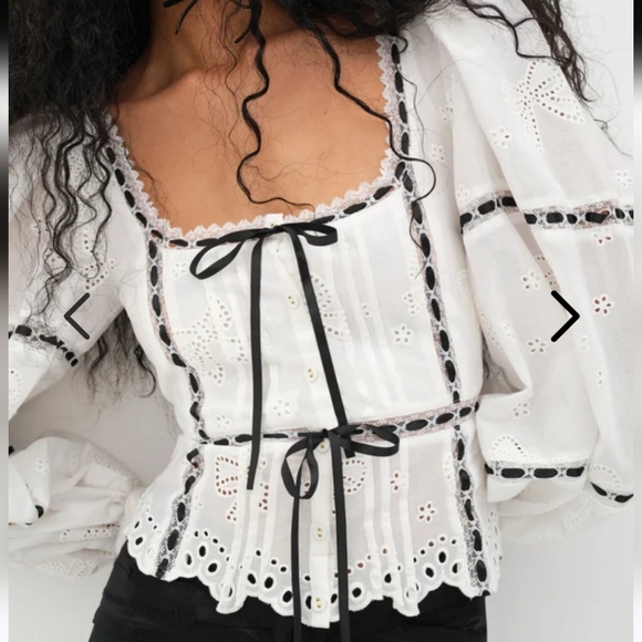 Anthropologie Floral Surplice Neck Blouse Ruffles Size Medium Yellow Red Cropped - Picture 1 of 16